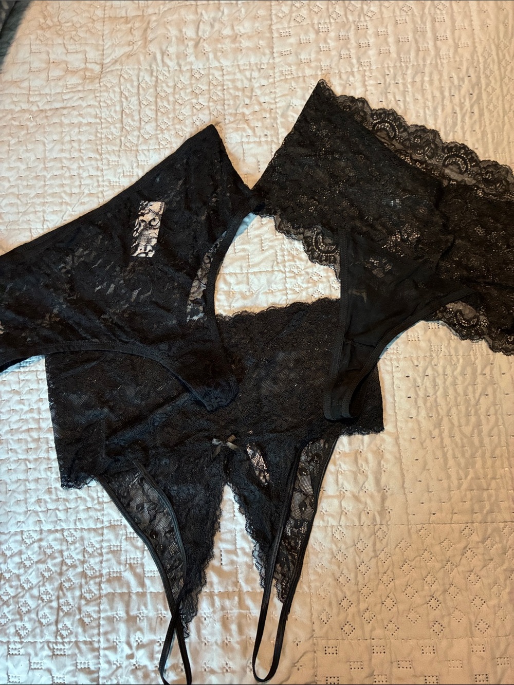 Black Lace Women's Intimates Set - Elegant Lace Panties 3 pair-xl (queen size)
